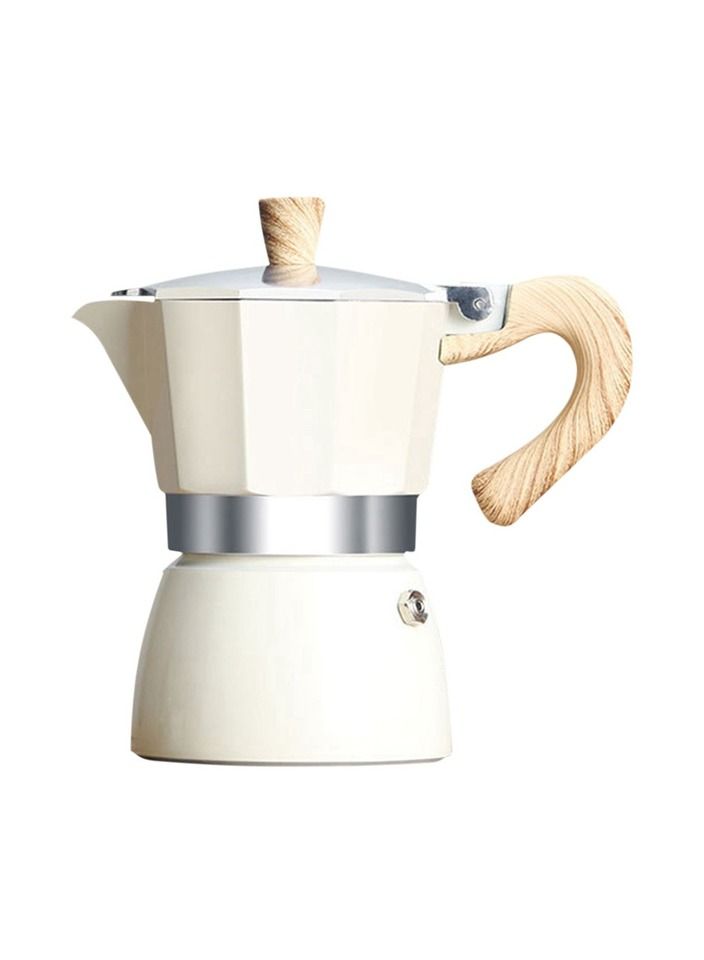 1-Piece 150ML Italian Espresso Stovetop Moka Pot 3 Cups Coffee Maker for Home and Camping Color White