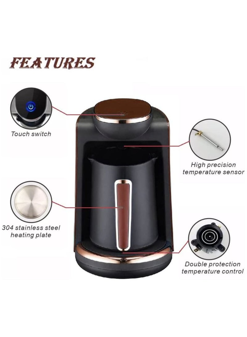 Automatic Turkish Coffee Maker Portable Machine | 4 Cups Capacity (240ml) | Easy Electric Coffee Maker For Office Home & Cafe (Brown, Single)