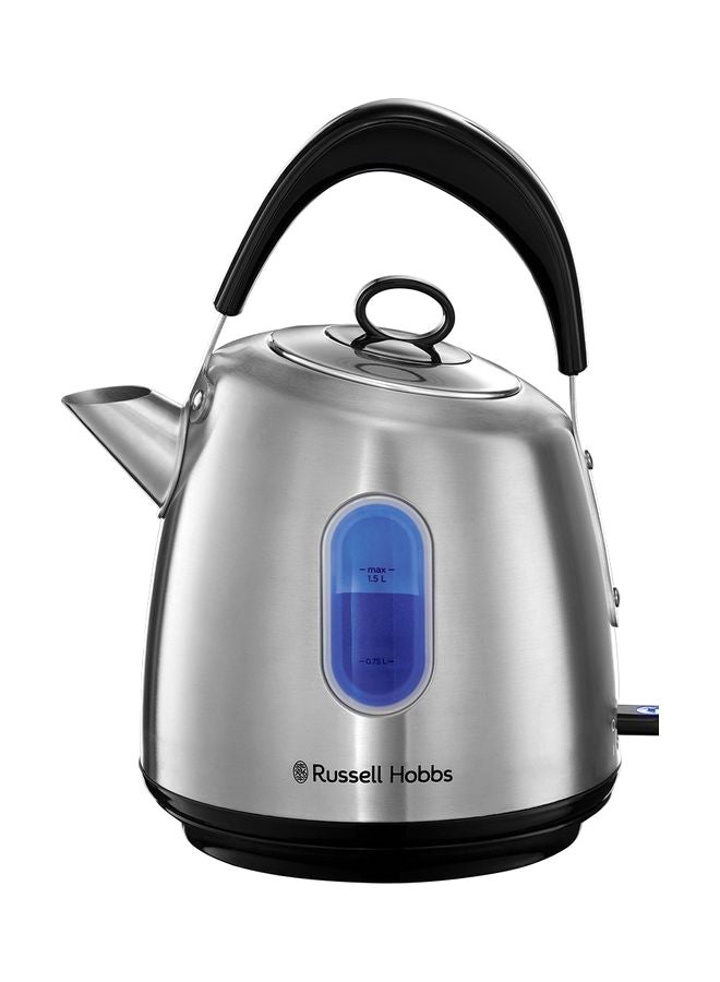 2200W Traditional 1.5L Electric Kettle Brushed Stainless Steel, Pull-Off Lid, Perfect Pour Spout, 360-Degree Rotational Base 1.5 L 2200 W 28130 Silver