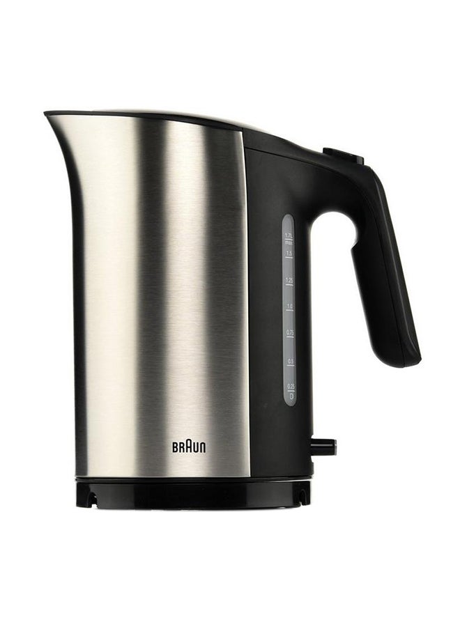 Electric Jug Kettle, Stainless Steel, Washable Anti Scale Filter, Double Sided Window 1.7 L 3000 W WK-5110-BK Silver/Black