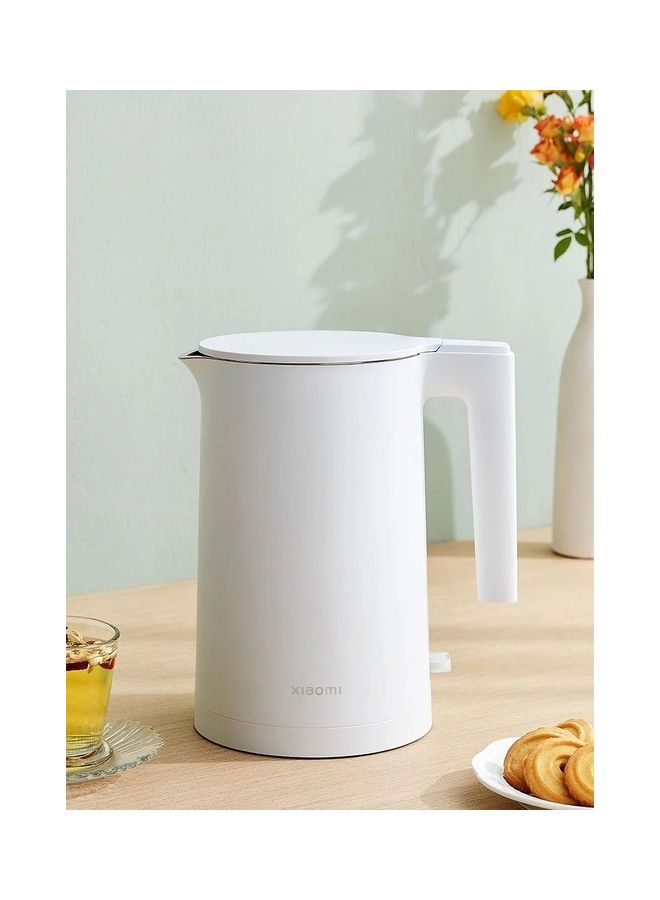 Electric Kettle 2 Dual Layer Heat Insulation Stainless Steel With Lever Indicator Light 1.7 L 1800 W MJDSH04YM White