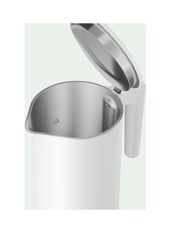 Electric Kettle 2 Dual Layer Heat Insulation Stainless Steel With Lever Indicator Light 1.7 L 1800 W MJDSH04YM White