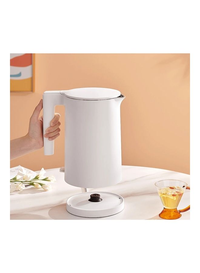 Electric Kettle 2 Dual Layer Heat Insulation Stainless Steel With Lever Indicator Light 1.7 L 1800 W MJDSH04YM White