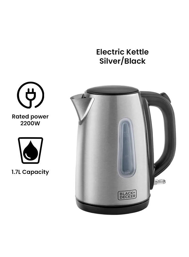 Electric Kettle With Stainless Steel Body 1.7 L 2200 W JC450-B5 Silver/Black