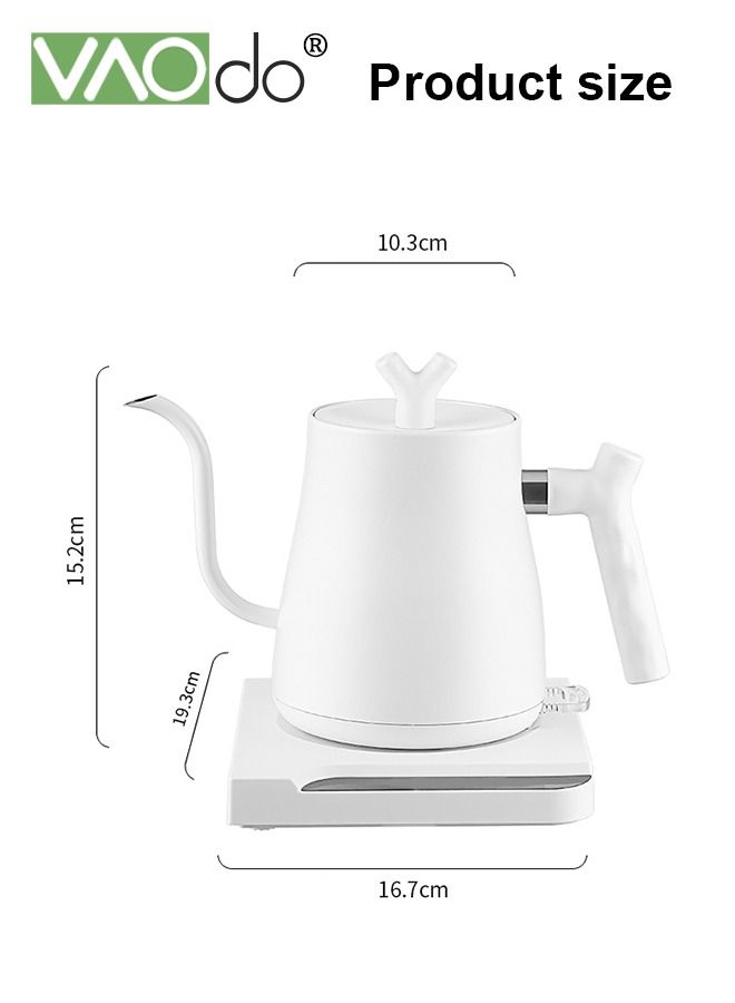 Electric Kettle 1000W Steel Stainless Liner Gooseneck Kettles Automatic Power-off for Pour Over Coffee Tea Quick Heating 1L Hot Water Boiler Matte White