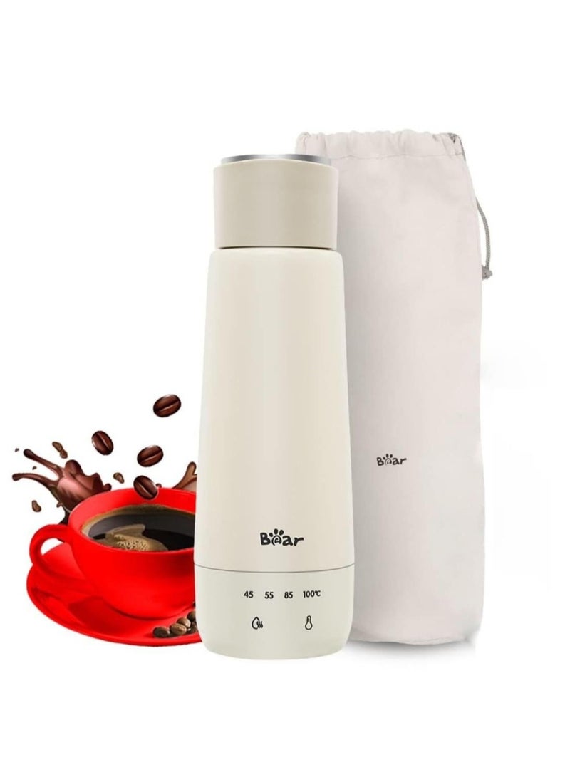 300ml Electric Kettle Portable Four Temperature 300W Travel Electric Kettle Double Layer 304 Stainless Steel Liner Quick Heating Insulation Water Bottle