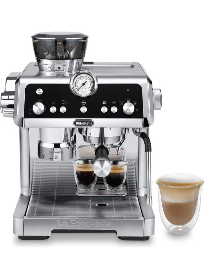 LA SPECIALISTA PRESTIGIO Espresso Coffee Machine with Sensor Burr Grinder, Smart Tamping Station, Dual Heating, Advanced Latte System & Hot Water Spout for Americano & Tea 2.5 L 1450.0 W EC9355M Silver/Black