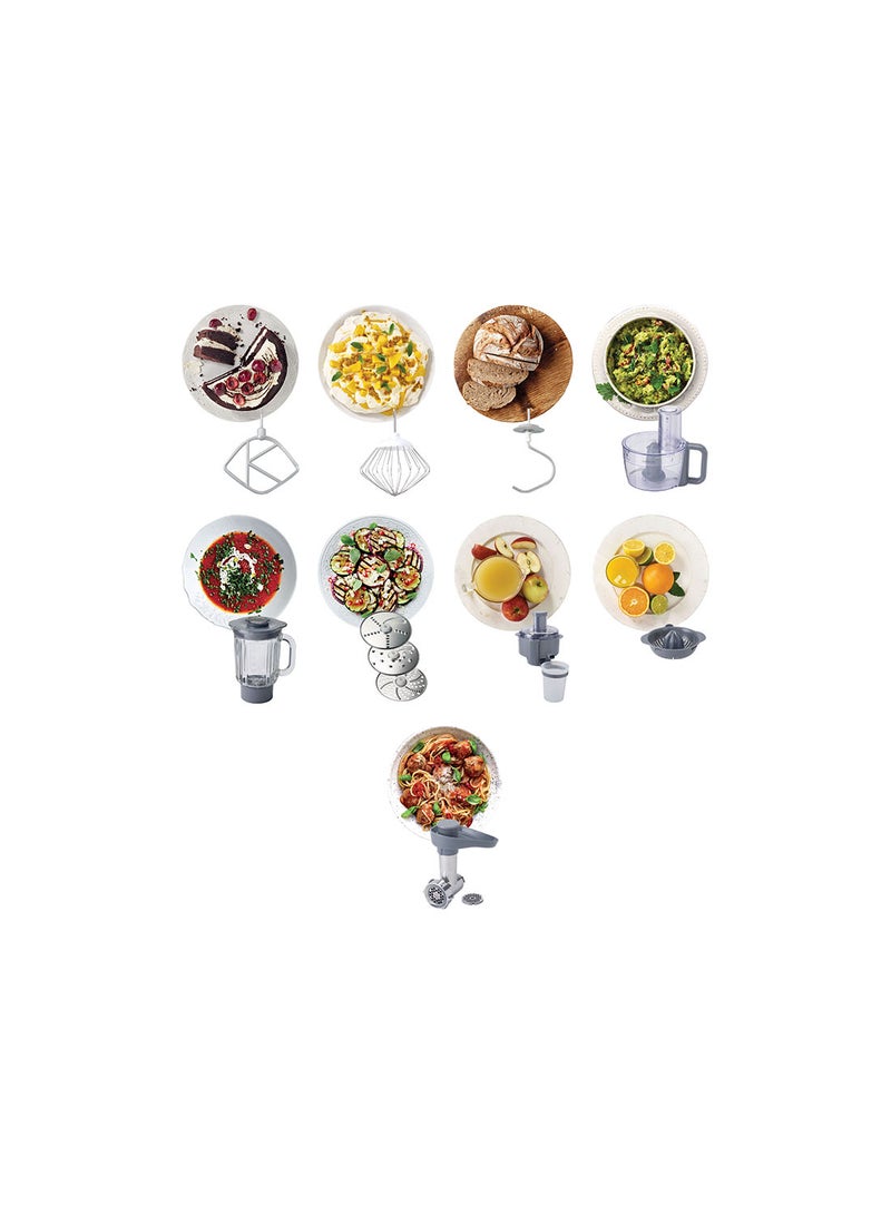 Kenwood Stand Mixer Kitchen Machine Prospero  With  Stainless Steel Bowl, K-Beater, Whisk, Dough Hook, Glass Blender, Food Processor, Meat Grinder, Juicer, Citrus Juicer 4.3 L 900 W KM241002 Red