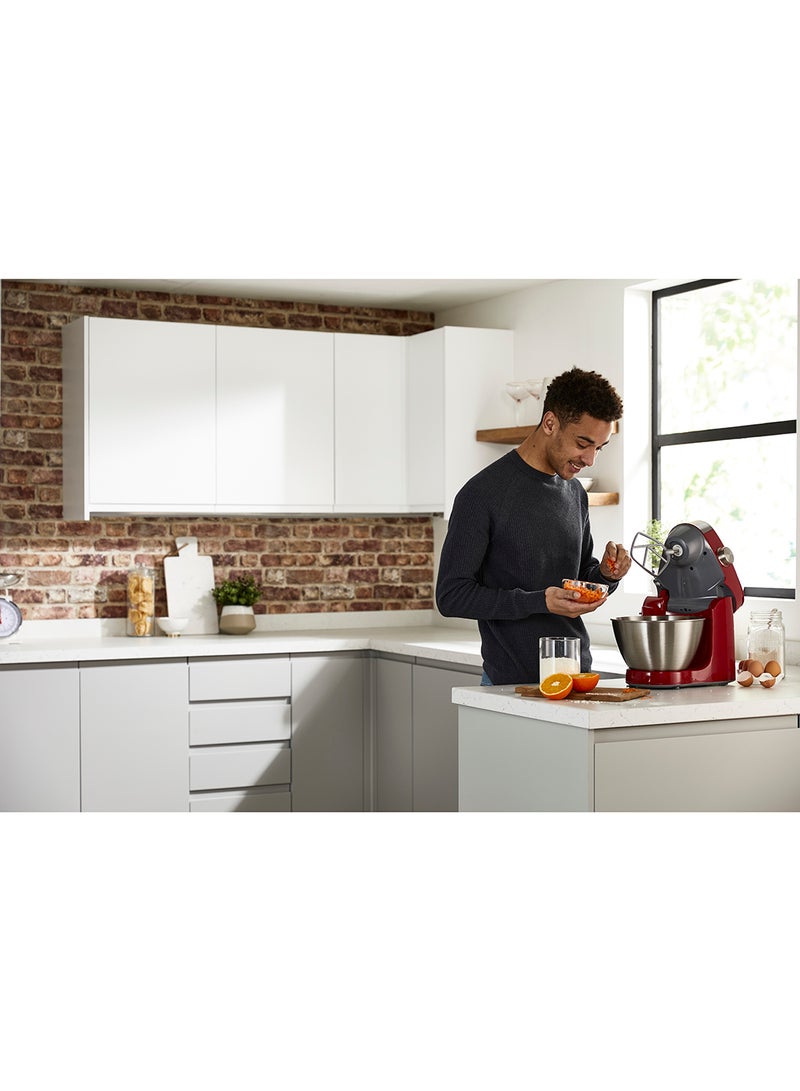 Kenwood Stand Mixer Kitchen Machine Prospero  With  Stainless Steel Bowl, K-Beater, Whisk, Dough Hook, Glass Blender, Food Processor, Meat Grinder, Juicer, Citrus Juicer 4.3 L 900 W KM241002 Red