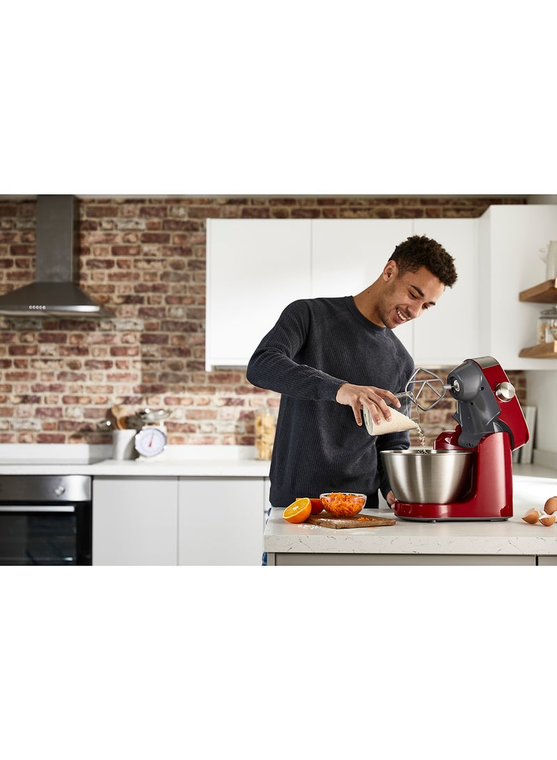 Kenwood Stand Mixer Kitchen Machine Prospero  With  Stainless Steel Bowl, K-Beater, Whisk, Dough Hook, Glass Blender, Food Processor, Meat Grinder, Juicer, Citrus Juicer 4.3 L 900 W KM241002 Red