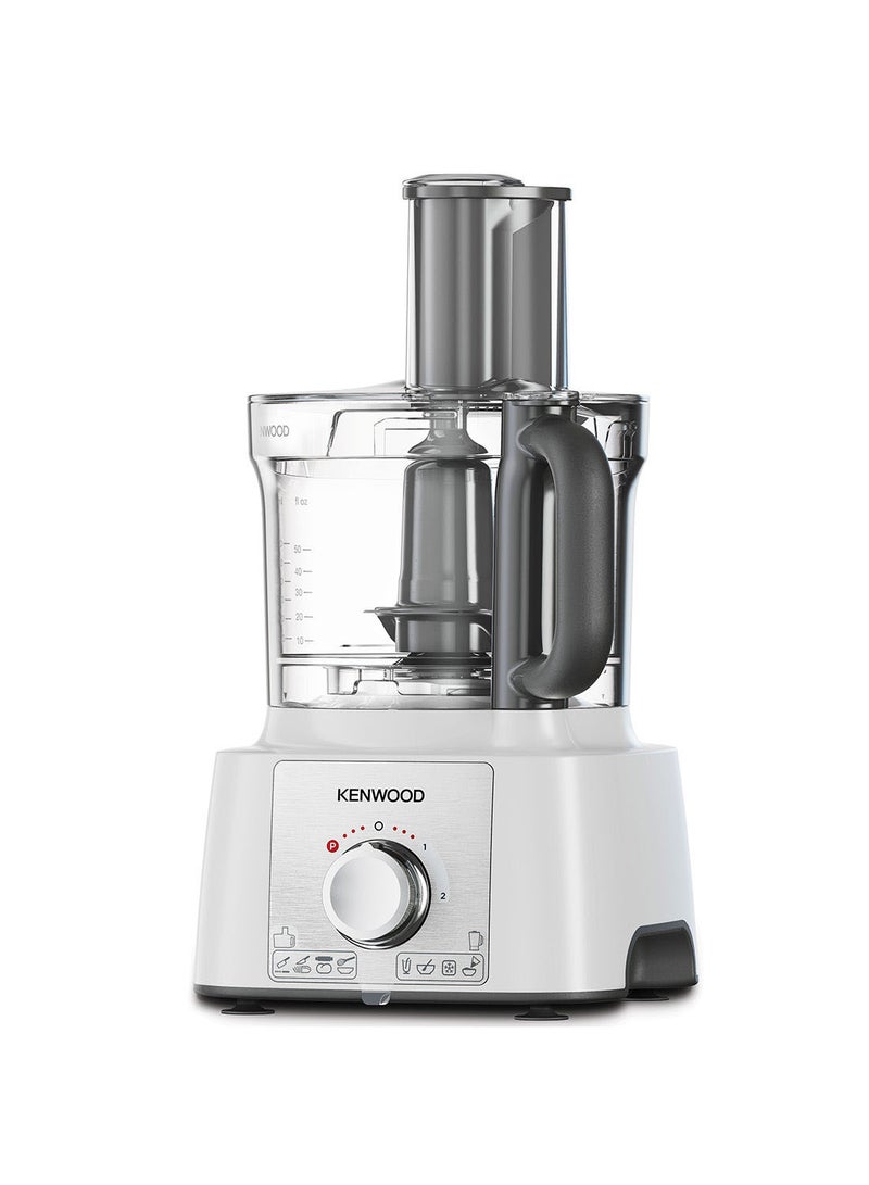 Food Processor, 3L Bowl, 1.5L Blender, 10 Attachments, 3 Stainless Steel Disks, Blender, Grinder, Juicer Extractor, Whisk, Dough Maker, Citrus Juicer - 3 L 1000 W FDP65.750WH White