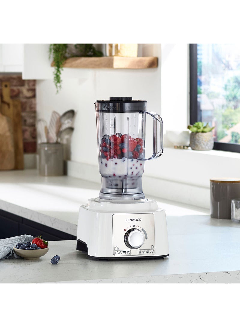 Food Processor, 3L Bowl, 1.5L Blender, 10 Attachments, 3 Stainless Steel Disks, Blender, Grinder, Juicer Extractor, Whisk, Dough Maker, Citrus Juicer - 3 L 1000 W FDP65.750WH White