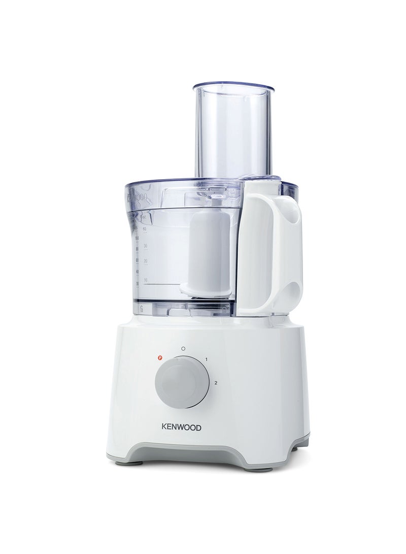Food Processor Multi-Functional With Reversible Stainless Steel Disk, Blender, Whisk With Bowl Capacity 2.1L, 1.2 L 800.0 W FDP301WH White