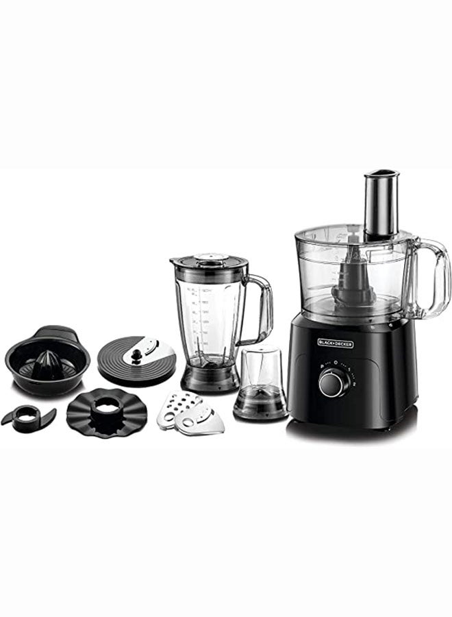 5-in-1 Food Processor, 750W with 2L Processing Bowl, 1.8L Blender Jar, Grinder, Chopper, 34 Functions for Chopping, Slicing, Shredding, and More, Compact Kitchen Appliance 750 W FX775-B5 Black