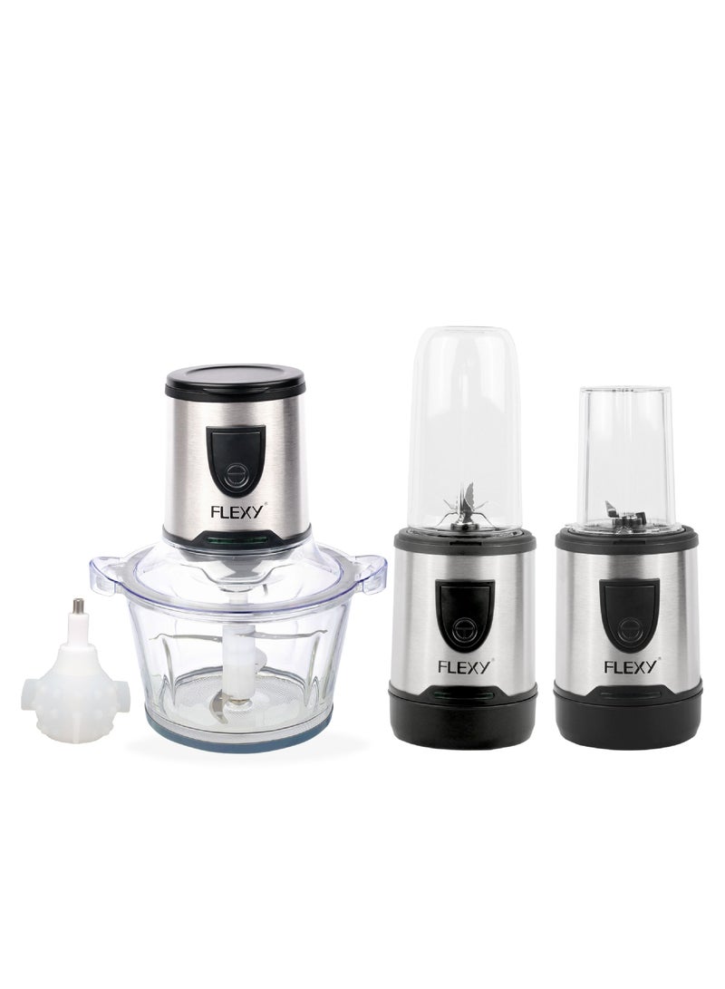 Flexy Food Processor Electric Chopper Mincer And Blender For Meat And Veggies With Garlic Peeler