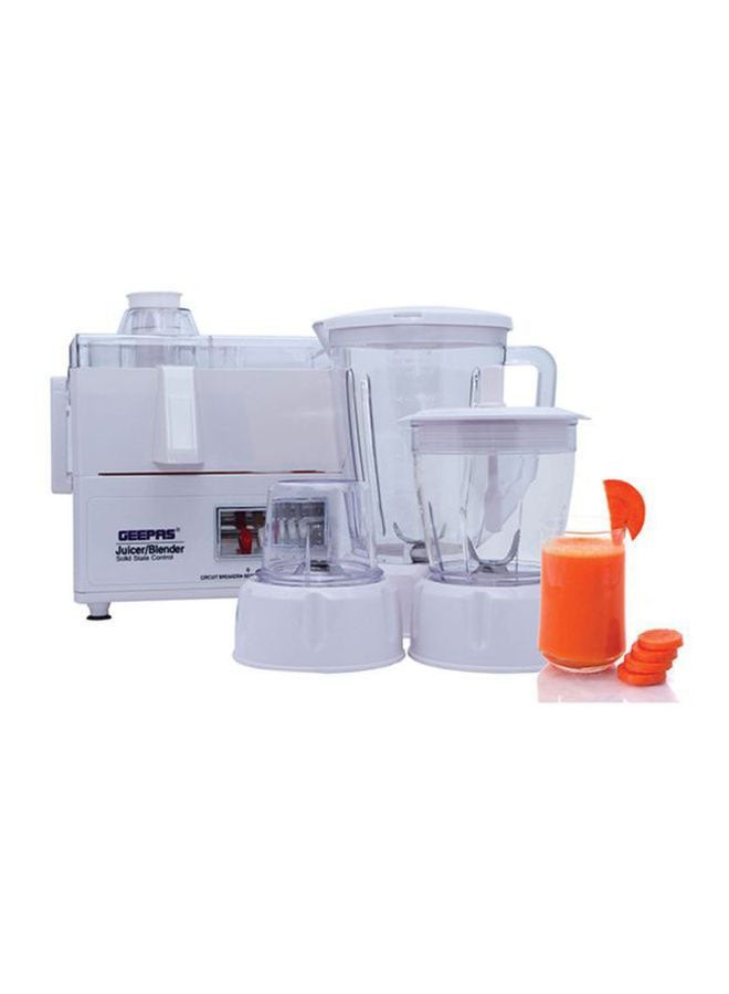 4 in 1 Food Processor & Juicer Multi-functional Smoothie Maker, Juicer, Compact Electric Blender, Chopper & Grinder 1.6L Jar, 2-Speed Pulse Function for Ice Crusher 600.0 W GSB2031-600W White