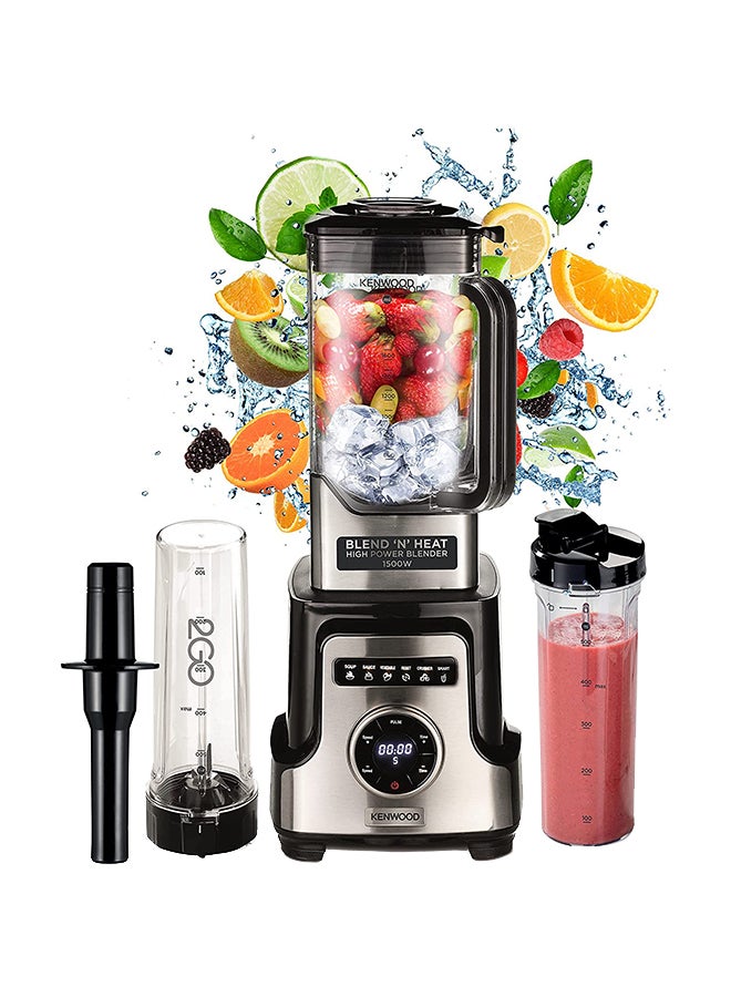 Premium Power Blender Smoothie Maker Blend N Heat  With  Tritan Jar, 2 Smoothie2Go Bottles, Heating Function For Soup, 10 Speed+6 Preset Programs, Ice Crush Function 1500.0 W BLM92.920SS silver