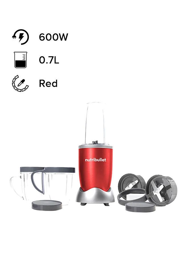 9 Piece High-Speed Blender Mixer System 0.7 L 600 W NBR-1212R Red