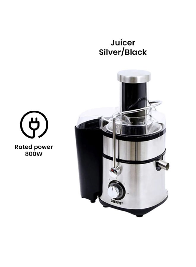 4-in-1 Juicer & Blender - Compact Electric Blender, Juicer, Chopper & Grinder | 2-Speed Pulse Function With LED Light for Ice Crusher, Powerful Versatile & Compact, Stainless Steel Blades 800.0 W GSB5451 Silver/Black