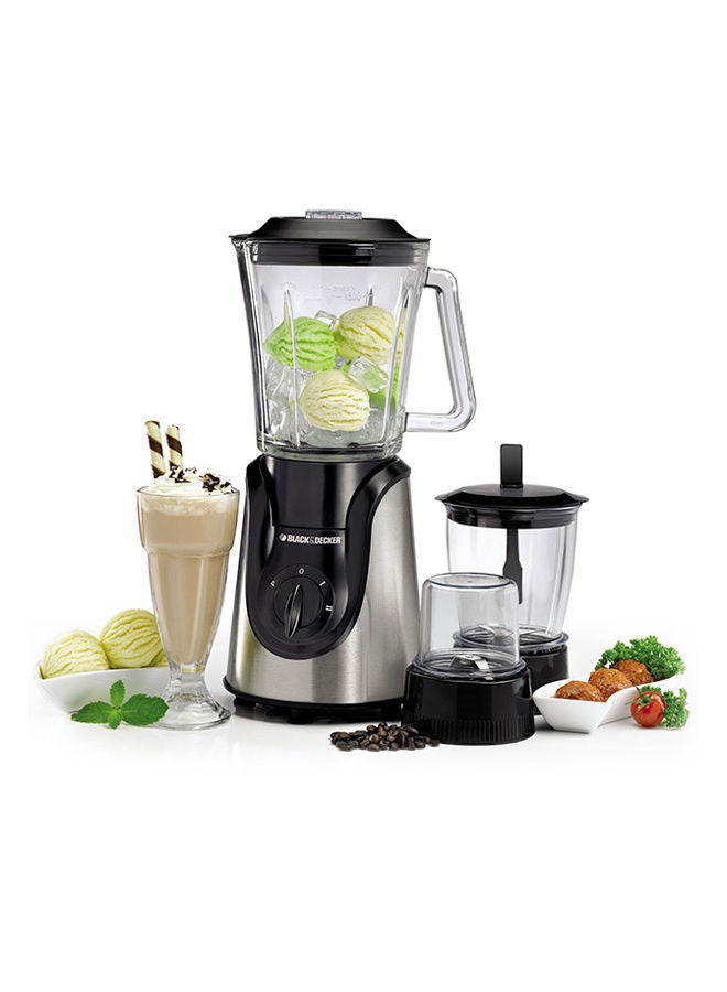 Glass Blender, Six Blade System, Variable Speed, Pulse Function, Includes Accessories, Modern Chrome Design, 1.5 L 600 W BX600G-B5 Silver/Black