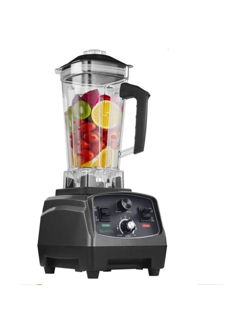 BioloMix BPA Free Commercial Grade Timer Blender Mixer Heavy Duty Automatic Fruit Juicer Food Processor Ice Crusher Smoothies 2200W,T5200, Black, 220v, UK plug