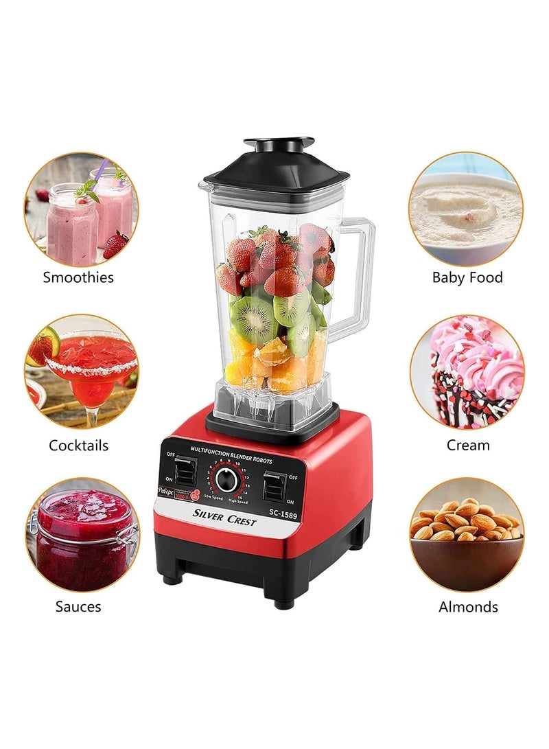 4500W Multifunctional Blender Mixer Juicer High Speed Countertop Professional Blender With Smart 15 Timer Speed Multicolor