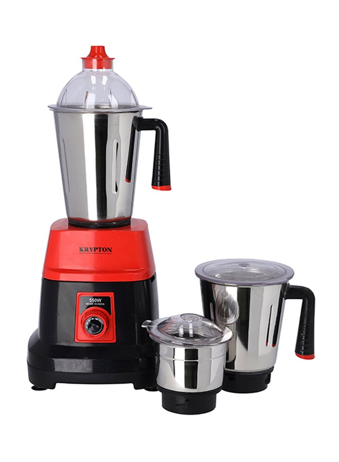3 In 1 Mixer Grinder With Stainless Steel Blades & Unbreakable Lids 550.0 W KNB6192 Red