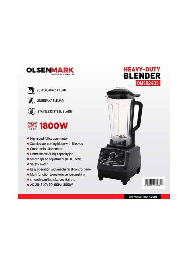 Heavy Duty Blender 2 L 1800 W OMSB2403 Black/Clear/Silver