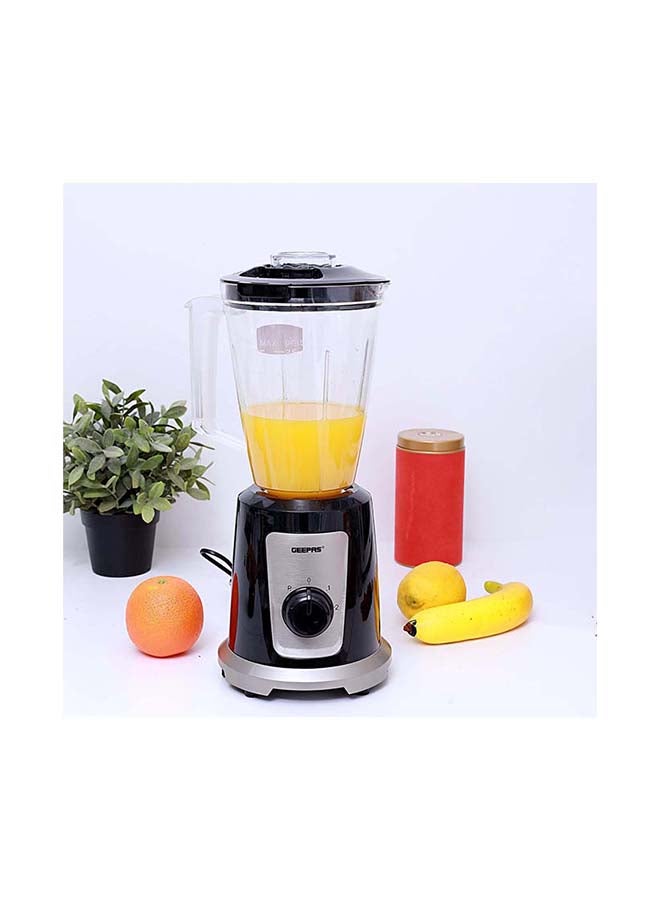 2-In-1 Multifunctional Blender, 2 Speed Control With Pulse Function, Stainless Steel Cutting Blades, Plastic Jars, Coffee Bean Grinder, Non Slip Feet For Stable 1.5 L 550 W GSB44030 Black/Grey/Clear