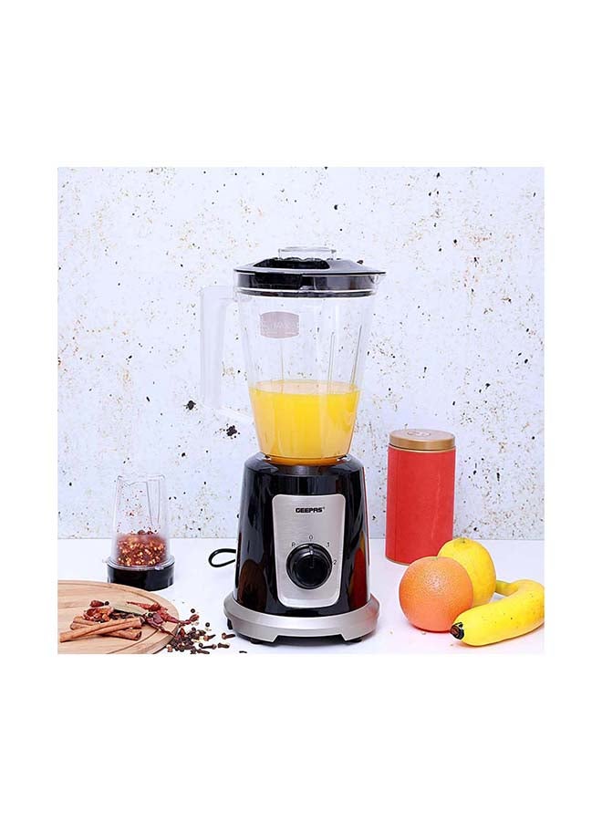 2-In-1 Multifunctional Blender, 2 Speed Control With Pulse Function, Stainless Steel Cutting Blades, Plastic Jars, Coffee Bean Grinder, Non Slip Feet For Stable 1.5 L 550 W GSB44030 Black/Grey/Clear