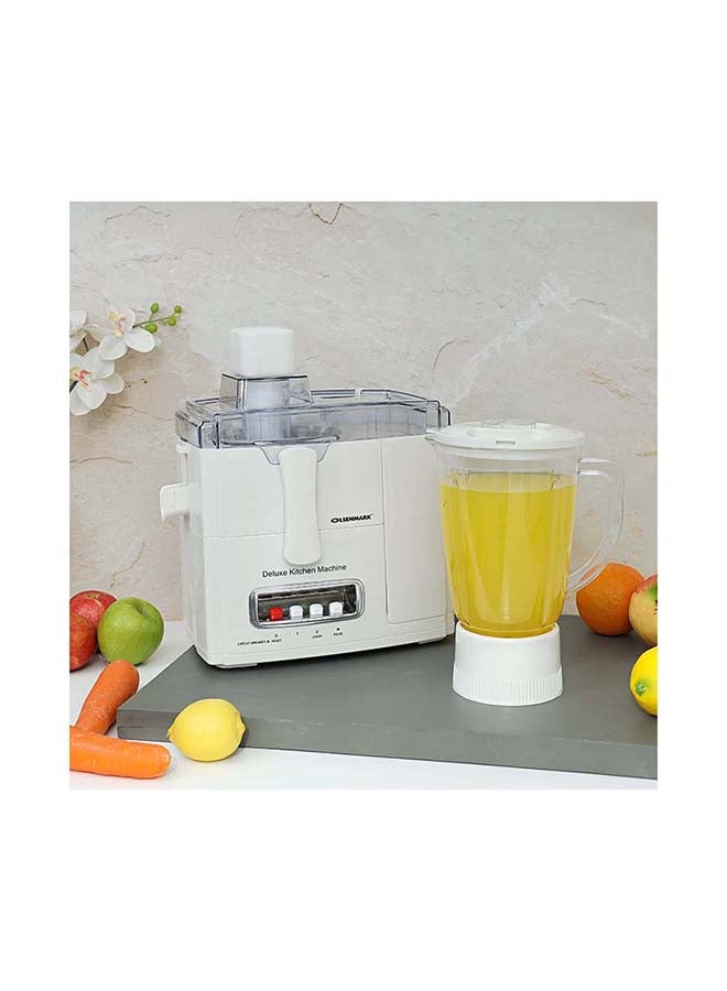 4-in-1 Blender Food Processor & Juicer | Multifunctional Smoothie Maker, Juicer, Compact Electric Blender, Chopper & Grinder - 1.5L Jug, 2-Speed Pulse Function for Ice Crusher 1500 ml 400 W OMSB2383 White/Clear