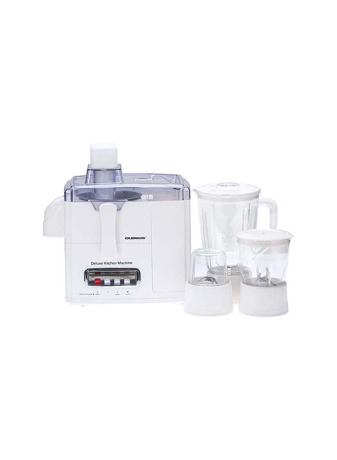 4-in-1 Blender Food Processor & Juicer | Multifunctional Smoothie Maker, Juicer, Compact Electric Blender, Chopper & Grinder - 1.5L Jug, 2-Speed Pulse Function for Ice Crusher 1500 ml 400 W OMSB2383 White/Clear