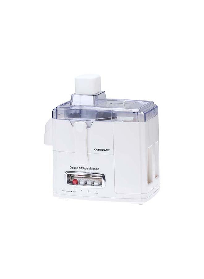 4-in-1 Blender Food Processor & Juicer | Multifunctional Smoothie Maker, Juicer, Compact Electric Blender, Chopper & Grinder - 1.5L Jug, 2-Speed Pulse Function for Ice Crusher 1500 ml 400 W OMSB2383 White/Clear