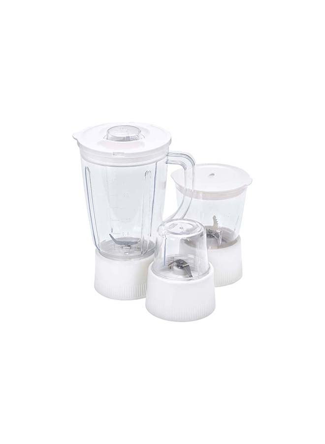 4-in-1 Blender Food Processor & Juicer | Multifunctional Smoothie Maker, Juicer, Compact Electric Blender, Chopper & Grinder - 1.5L Jug, 2-Speed Pulse Function for Ice Crusher 1500 ml 400 W OMSB2383 White/Clear