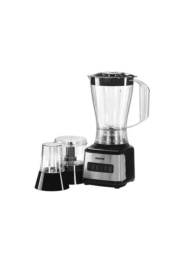 3 In 1 Stainless Steel Blender - 6 Speed Control/Plastic Jar/4 Sharp Blades And 2 Blending Preset Juicer- Mill And Chopping Blender/Anti-Slip feet Design 1.5 L 500 W GSB44017 Black/Grey/Clear