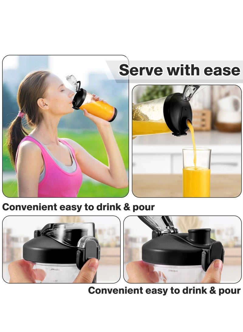 600ml Mini Portable Blender with 6 Blades, Personal Size Mixer For Shakes And Smoothies (Black)