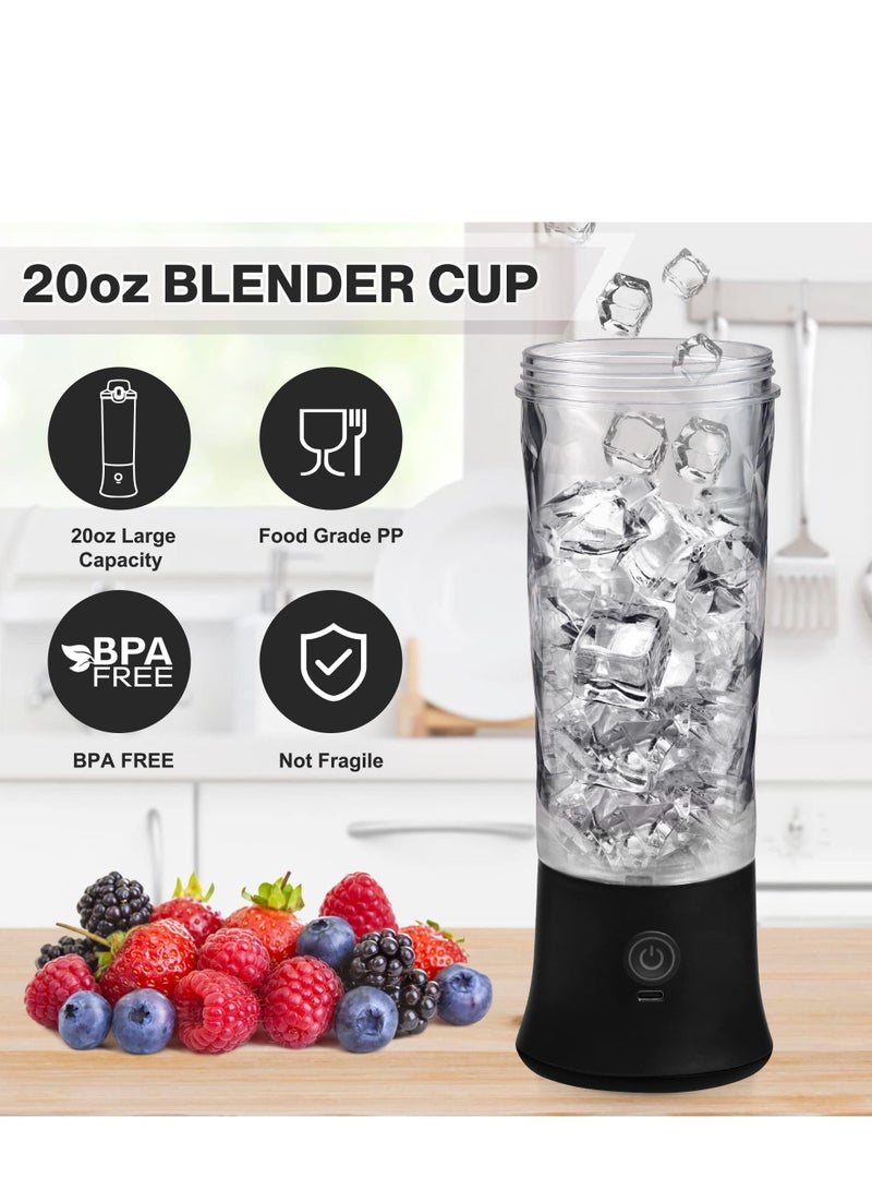 600ml Mini Portable Blender with 6 Blades, Personal Size Mixer For Shakes And Smoothies (Black)
