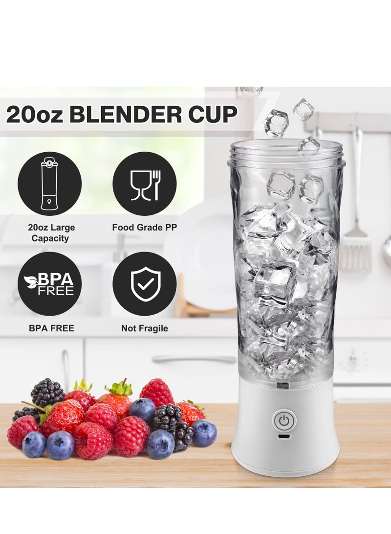 600ml Mini Portable Blender with 6 Blades, Personal Size Mixer For Shakes And Smoothies (White)