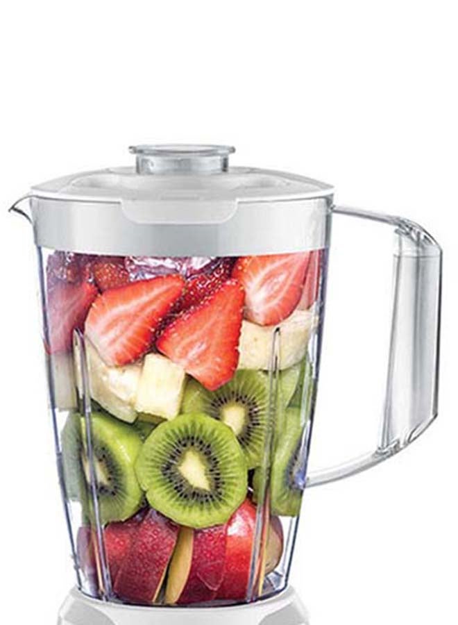 Blender with Grinder Mill, 1.5L Jar, Durable Stainless Steel Blades, 2-Speed + Pulse Function, Built-in Thermostat for Safety, Compact Design, Easy to Clean, 1.5 L 400 W BX4030-B5 White/Clear