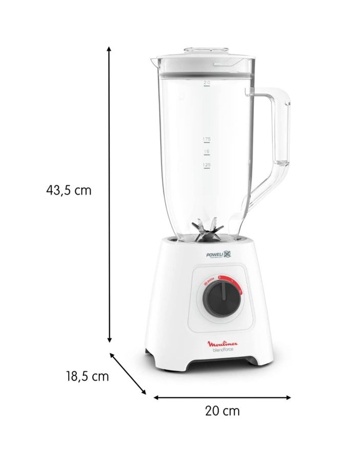 Blender | BlendForce XXL Jar  Blender Smoothie Maker | Mixer | 2 Attachments | Ultra-High Capacity | XXL Plastic Jar| 6 Powelix Blades | Easy to Clean | Safe | Ice Crush | 2 Speeds | Pulse | Grinder | Chopper | 2 Years Warranty LM458127 White