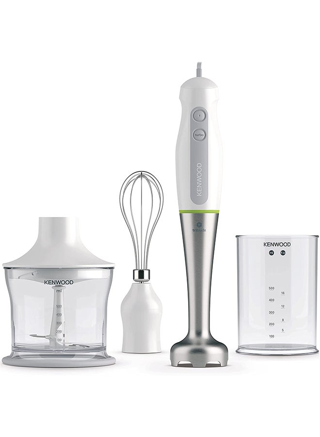 Hand Blender  With  Chopper,  Beaker, Whisk, Stainless Steel Wand, Triblade Technology HDP109WG Silver/White/Grey