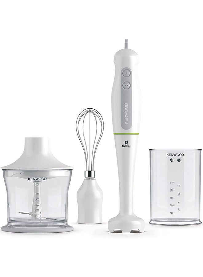 Hand Blender, Chopper, 0.5L Beaker, Turbo Function, Whisk, Triblade Technology HDP104WG White/Clear