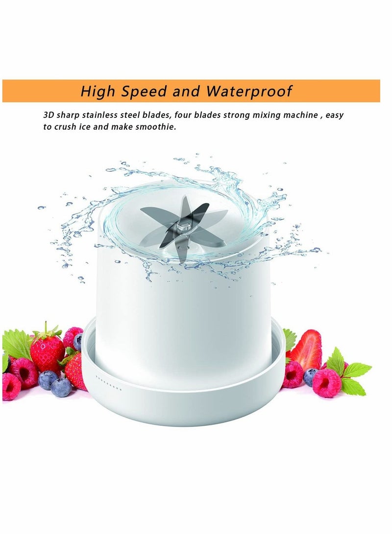 Portable Blender for Shakes and Smoothies, Personal Size Blender 4 Blade Mini Home Wireless Charging Student Blender Smoothie Bottle Fruit Mixer for Home, Travel Outdoors (White)