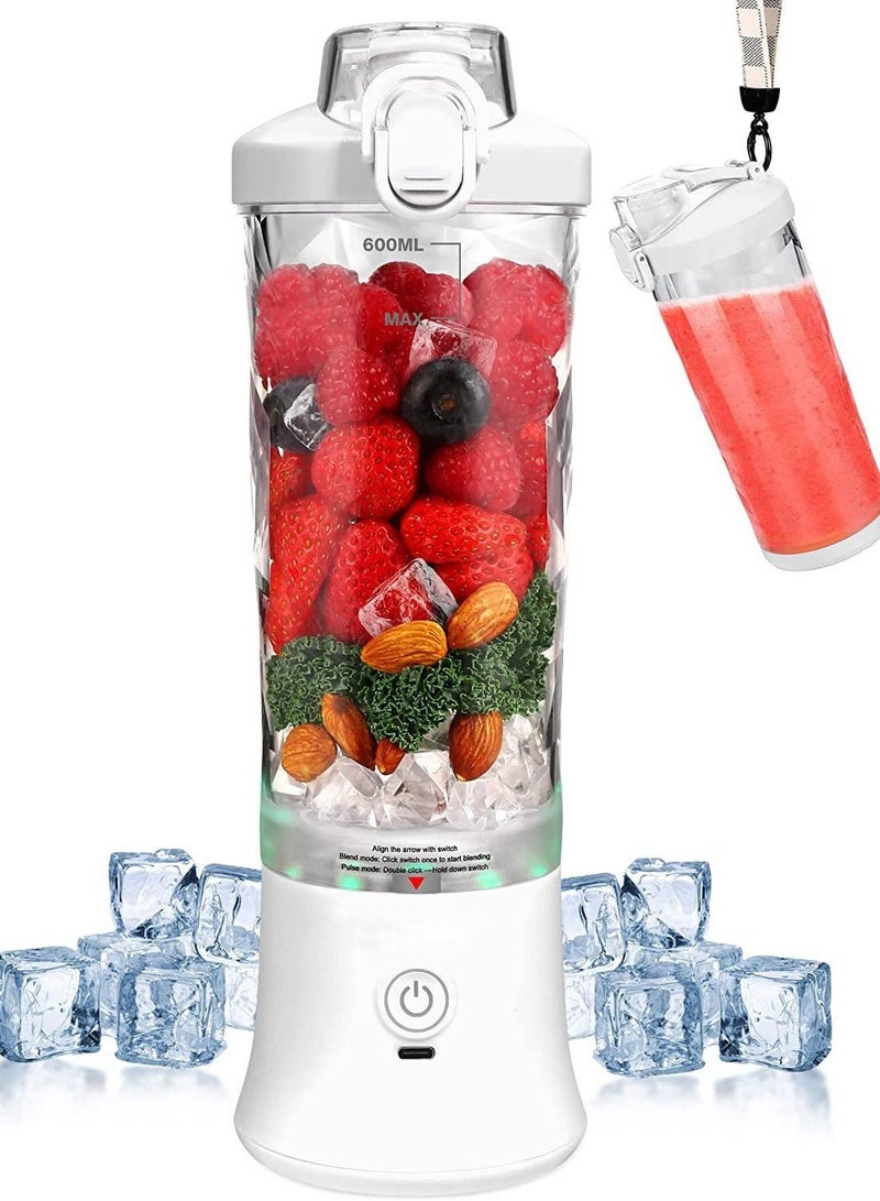 Portable Blender Personal Size Blender for Shakes and Smoothies Blender with 6 Blades 20oz Mini Mixer Rechargeable for Kitchen/Gym/Travel/Office BPA-Free
