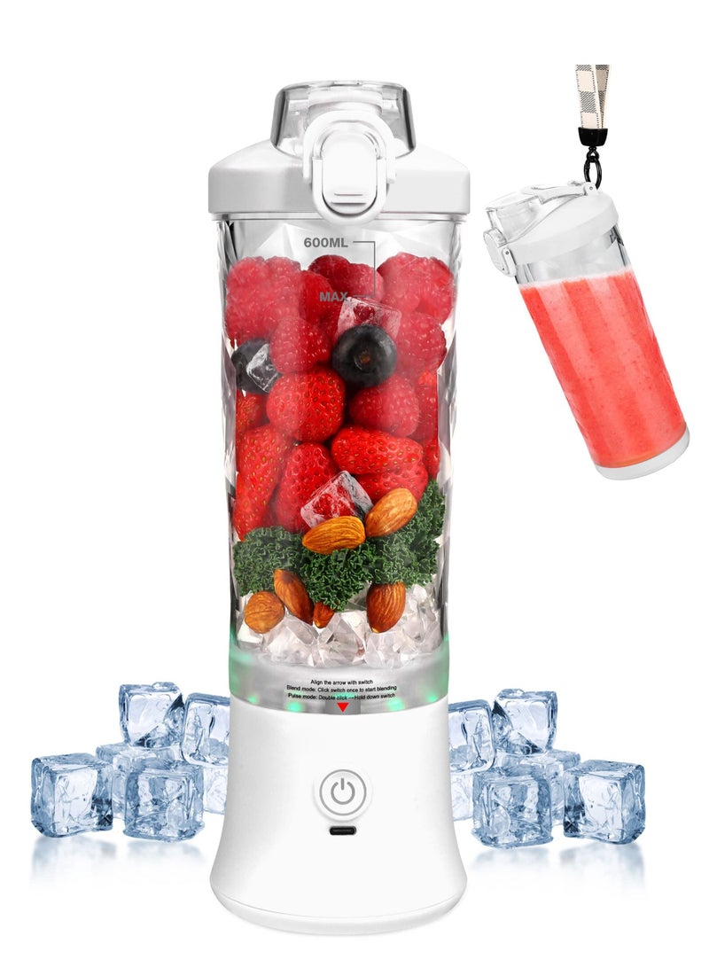 Mini Portable Blender with 6 Blades, Personal Size Mixer For Shakes And Smoothies (White)