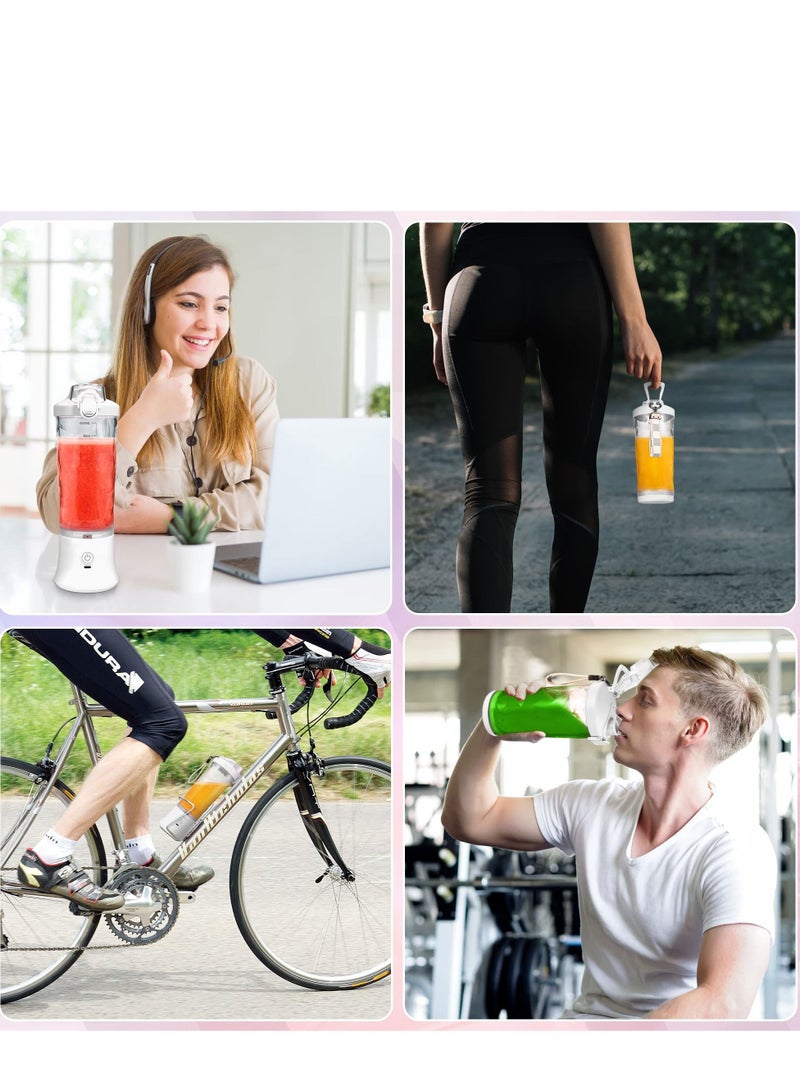 Mini Portable Blender with 6 Blades, Personal Size Mixer For Shakes And Smoothies (White)