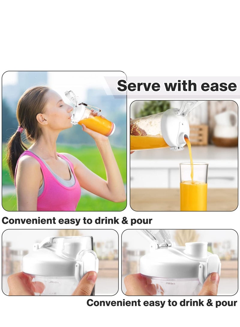 Mini Portable Blender with 6 Blades, Personal Size Mixer For Shakes And Smoothies (White)