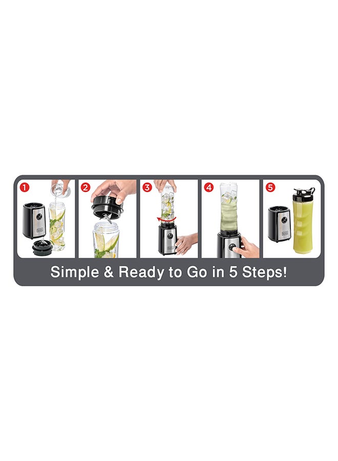 Sports Blender/Smoothie Maker, 6-Piece Set with 500ml & 300ml BPA-Free Sports Bottles, 21,500 RPM Turbo Speed, Stainless Steel Blades for Ice & Frozen Fruits, 500 ml 300 W SBX300-B5 Black/Silver/Clear
