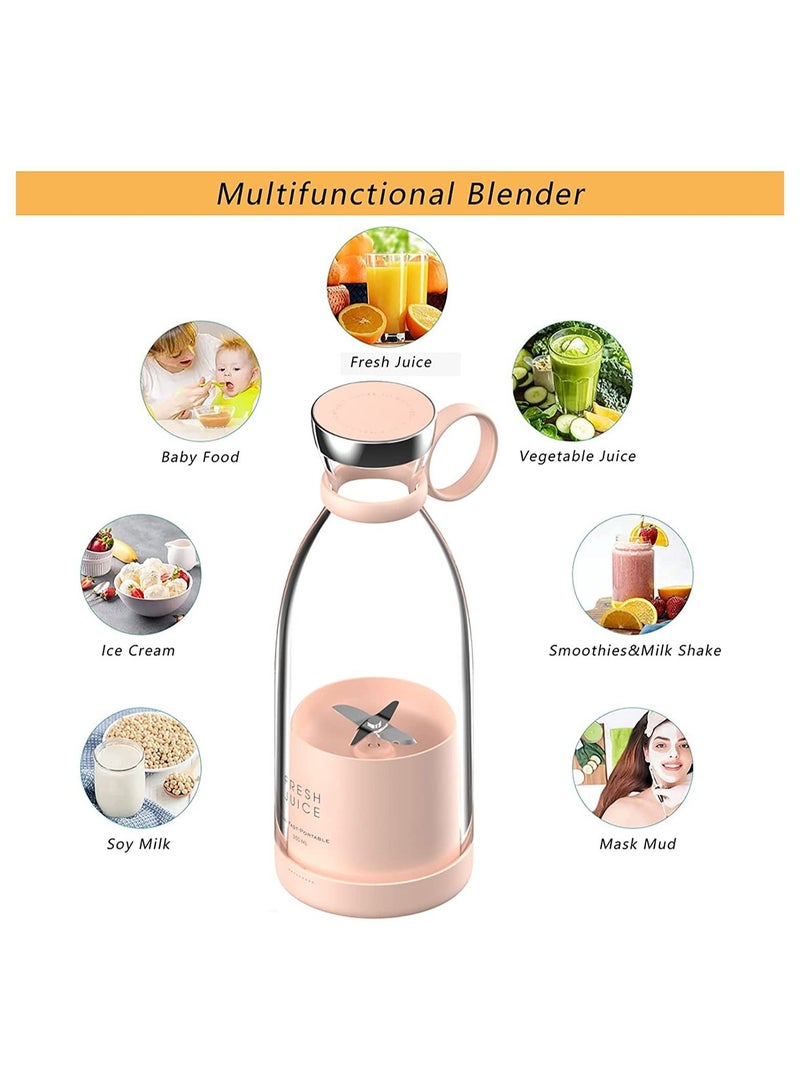 Personal Size Blender, Portable Blender, Battery Powered USB Blender (Pink)