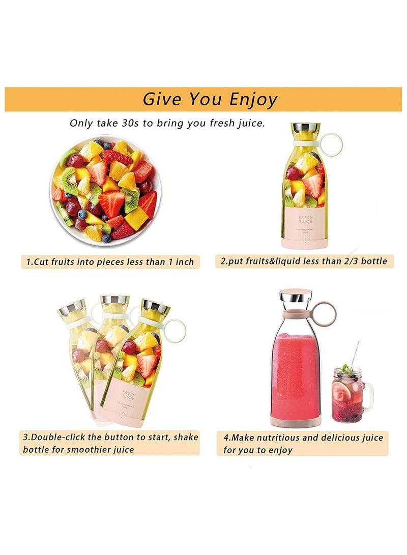 Personal Size Blender, Portable Blender, Battery Powered USB Blender (Pink)